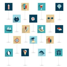 Set of summer flat icon Vector
