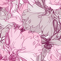seamless vector pattern from abstract flowers wild rose
