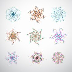 set of abstract color digital floral pattern for design