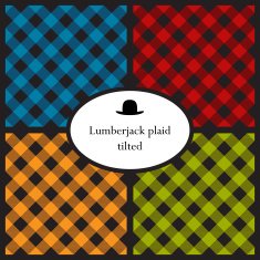 Set of tilted lumberjack plaid patterns