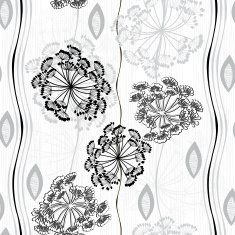 Monochrome seamless pattern of abstract flowers N11