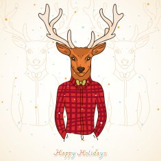 Winter card Fashion deer