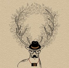 Hipster reindeer greeting card