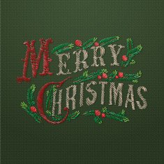 Embroidered Merry Christmas card N2