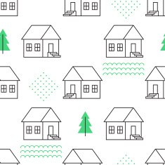 Seamless pattern with country houses N8