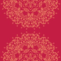 Abstract vector seamless ornamental round mandala on the red bac