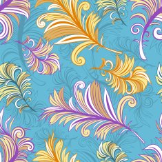 Pattern with colored abstract feathers N2