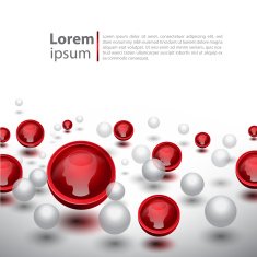Abstract Background 3D glossy icon in Think the brain Concept