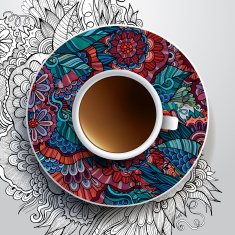 Cup of coffee with floral decor N2