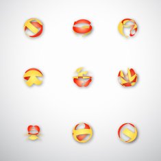 set of abstract red with yellow circle icon for design