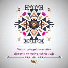 Vector colorful elements on native ethnic style