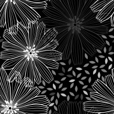 Monochrome seamless pattern of abstract flowers N13
