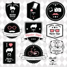 Collection of vintage hipster badges labels and stamps vector illustration N4