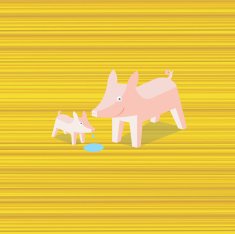 Wood and pigs (vector)