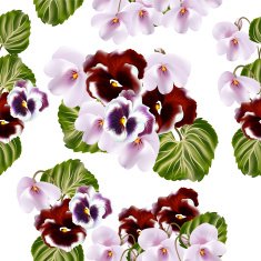 Beautiful vector background with detailed violets flowers