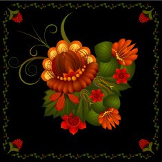 Traditional Petrikov painting Ukrainian national flower patter