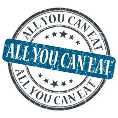All You Can Eat blue grunge round stamp N2