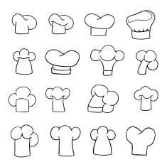 Chef and cook hats set isolated on white background