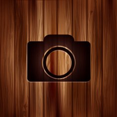 Photo camera icon Photography Wooden texture N4