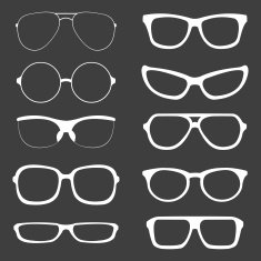 Vector Set of white Glasses Silhouettes