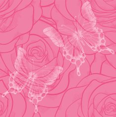 seamless background with butterflies and flowers roses