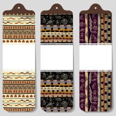 Three abstract paper banners Tribal style