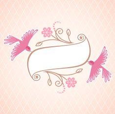 Background with banner flowers birds
