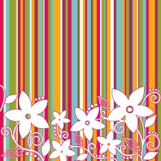Decorative flowers striped background
