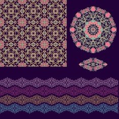 Set of decorative elements in oriental style (vector) N5