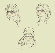 illustrations of three beautiful girls