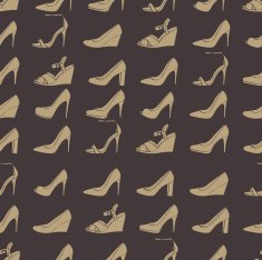 Seamless lady's shoes dark pattern Brown and beige colors