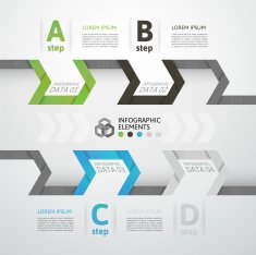 Modern business step origami style options banner N33