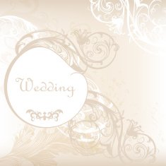 Wedding invitation card in white and grey with floral ornament