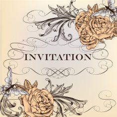 Elegant vector invitation card with roses N2