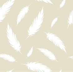 Beige pattern with white feathers vector