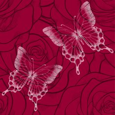 beautiful seamless background with butterflies and flowers roses