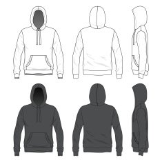 Front back and side views of blank hoodie N5