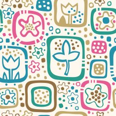 Seamless floral pattern summer template with abstract flowers