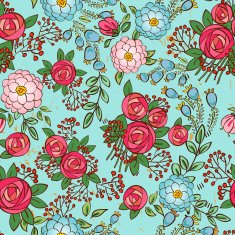 seamless with vintage bouquets