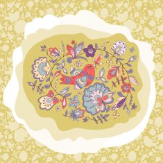 card with a bird leaves and flower N2
