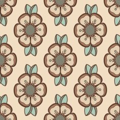 Fashion pattern with flowers in light retro color
