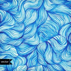 Vector watercolor seamless wave hand-drawn pattern background ( N2