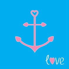 Pink anchor with shapes of heart Love card