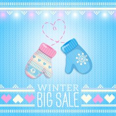Mittens Sale Winter Illustration