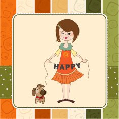happy girl with cute dog N14