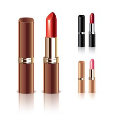 Lipstick isolated on white vector set