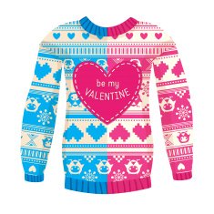 'Be my Valentine' greeting card Sweater with owls and hearts