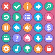 Flat and round game icons N5 free image download