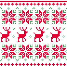 Nordic seamless knitted christmas pattern vector ( red and green )