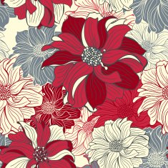 Hand-drawn flowers of dahlia N19
